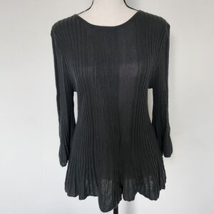 Aldo Martin's Anthropologie  Wool Blend Sweater Bell Sleeves Peplum Hem Grey 10